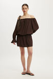 Keira Off Shoulder Dress, DARK OAK - example image 1