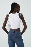 Layered Cut Out Racer Tank, WHITE