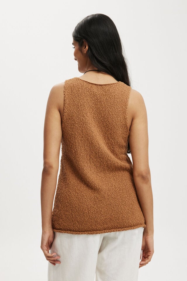 Slub Peekaboo Vest, PECAN