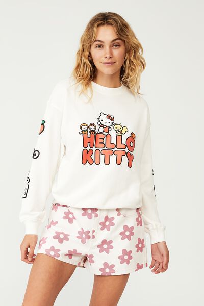 Hello Kitty Crew Sweatshirt, LCN SAN HELLO KITTY/OFF WHITE