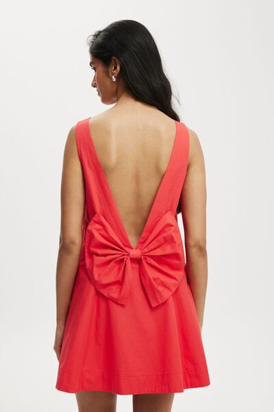 Rsvp Bow Low Back Mini Dress, SUMMER RED