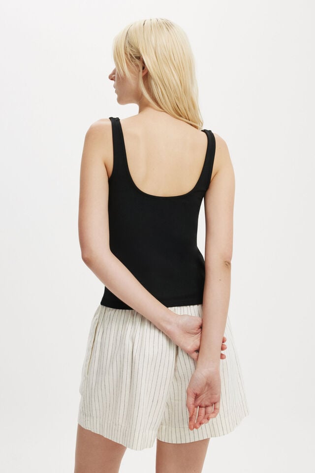 All Day Square Neck Tank, BLACK