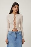Criss Cross Reversible Fitted Knit, STONE - alternate image 2