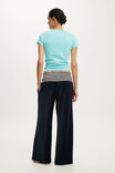 Velour Fold Over Sweatpant, SHADOW NAVY/STRIPE - example image 2
