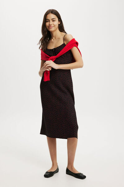 Skylar Ditsy Midi Dress, JESSA POLKA DOT SCARLET RED