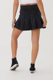 Pleated Denim Mini Skirt, GRAPHITE BLACK