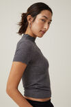 Camiseta - Hazel Mock Neck Short Sleeve Top, CHARCOAL MARLE - vista alternativa 4