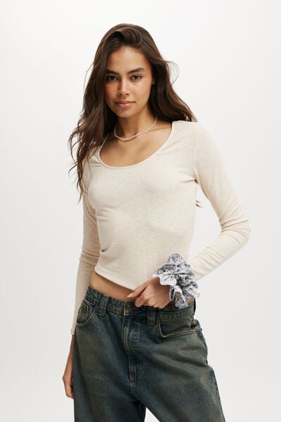 Sunday Scoop Long Sleeve, FRENCH BEIGE MARLE
