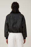 Lucia Faux Leather Bomber Jacket, BLACK - alternate image 3