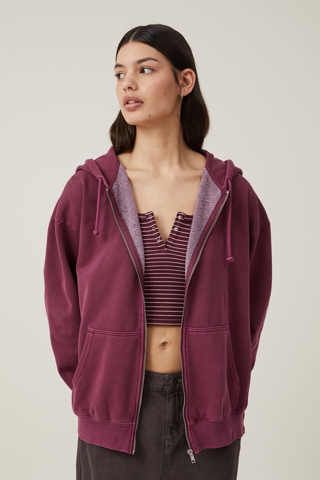 Cotton on Women's Classic Washed Zip-Through Hoodie