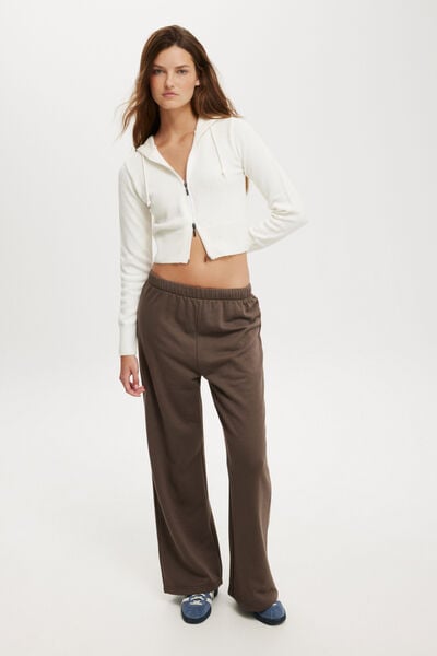 Classic Fleece Wide Leg Sweatpant, DARK TRUFFLE