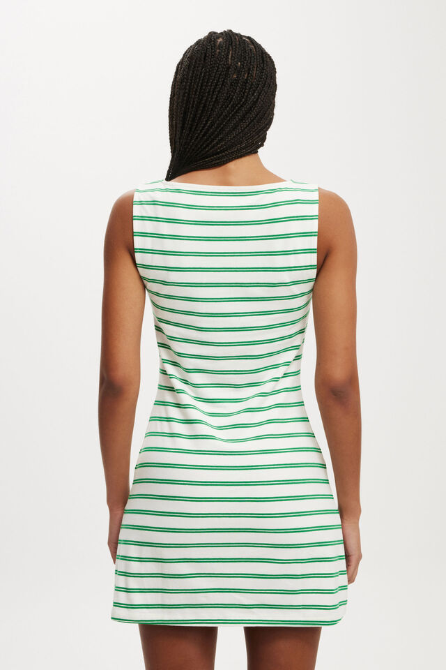 Bella Boat Neck Mini Dress, LILY STRIPE GREEN