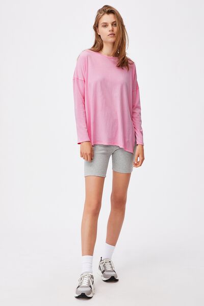 Oversized Side Split Long Sleeve Top, WASHED WILD LILAC