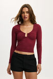 Steffi Trim Long Sleeve Top, CHERRYWOOD - example image 1