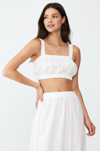 Sunset Cropped Cami Top, WHITE