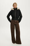 Remi Hooded Bomber Jacket, BLACK - example image 2