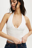 Alina Shirred Halter Top, WHITE TEXTURE - example image 4