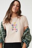 Rhi Rib Crop Graphic Tee, GOOD VIBES ONLY/SILVER STONE