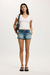 Goldie Rib V Neck Short Sleeve, WHITE - example image 2