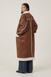 Maddie Sherpa Longline Coat, CHOCOLATE BROWN - alternate image 3