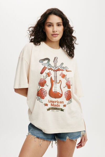 The Lcn Boxy Graphic Tee, LCN MT FENDER AMERICAN MADE/COCONUT