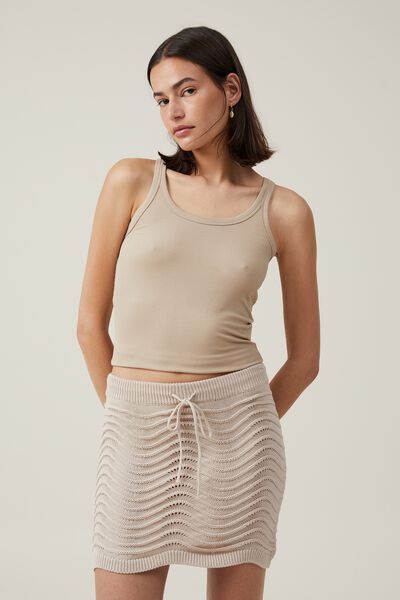 Sunset Knit Mini Skirt, STONE