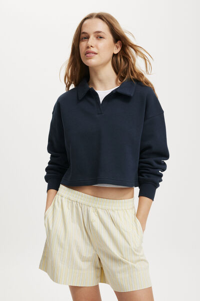 Classic Fleece Collared Sweatshirt, INK NAVY