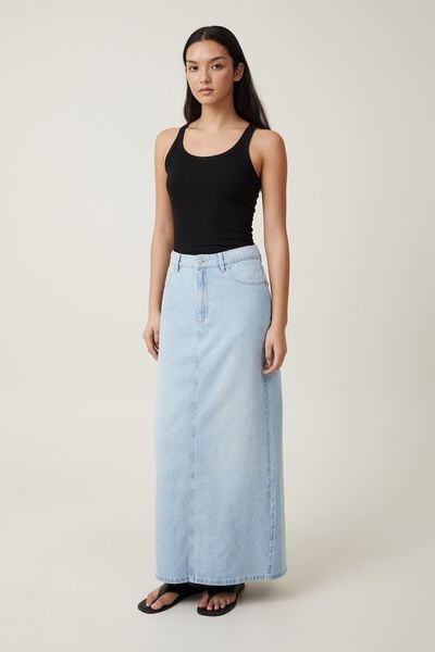 Basics High Waisted Jersey Knit Maxi Skirt