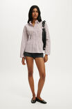 Gathered Long Sleeve Shirt, PINK/WINEBERRY STRIPE - example image 2