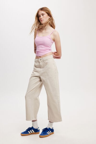 Wide Crop Jean, SOFT TAUPE