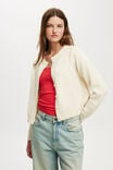 Lux Crew Button Cardigan, LEMON ICING - alternate image 1