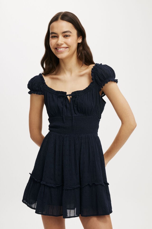 Eddie Corset Mini Dress, NAVY