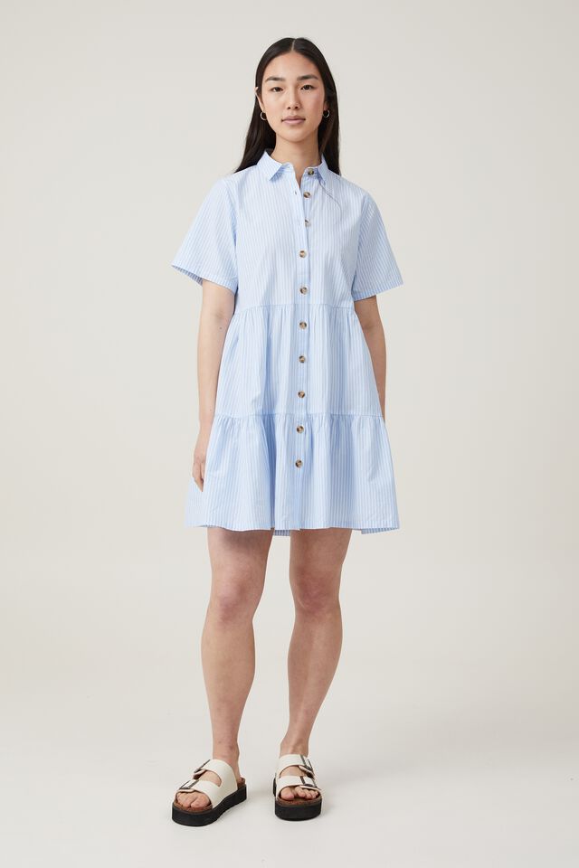 Noah Mini Shirt Dress, LAYLA STRIPE BLUE