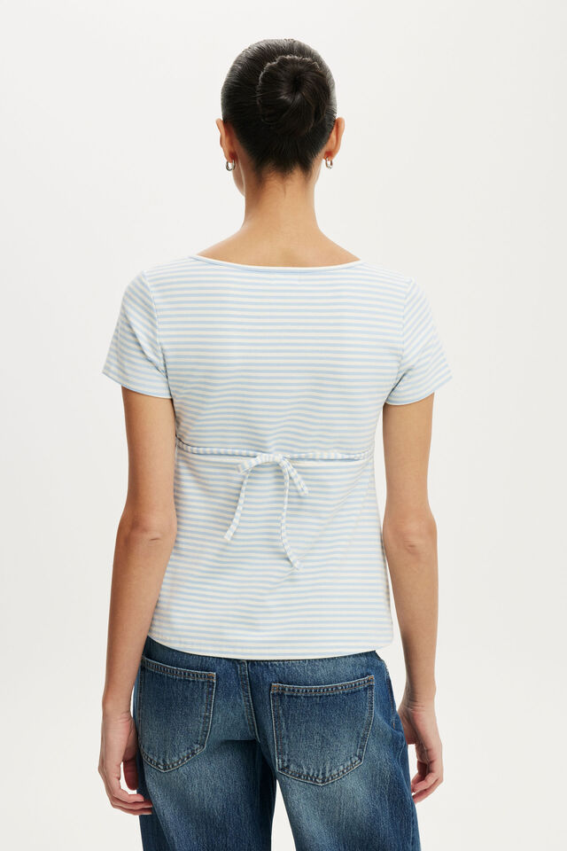 Lucy Babydoll Tee, MADI STRIPE HONEY CREAM / DUCK EGG BLUE