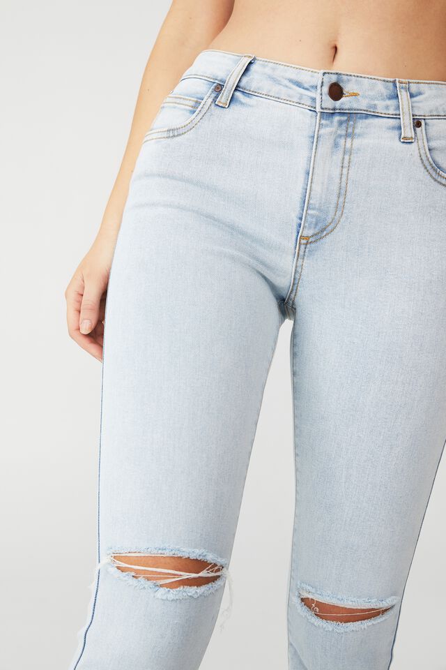 Mid Rise Cropped Skinny Jean, HENLEY BLUE RIP