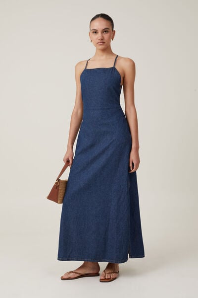 Tate Denim Maxi Dress, MISTIC BLUE