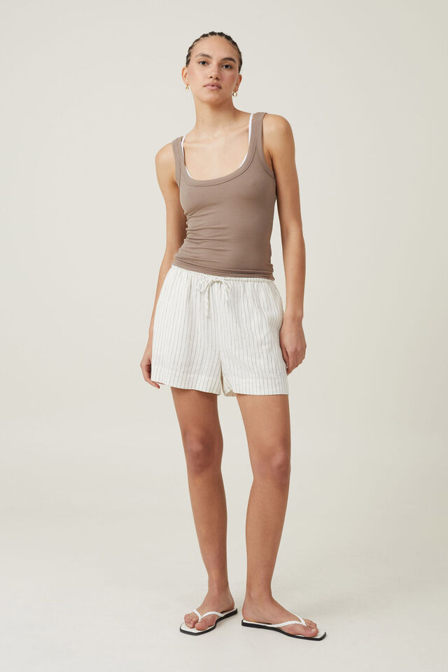 Staple Rib Double Scoop Tank, RICH TAUPE