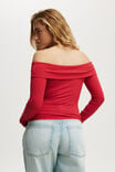 Staple Rib Off Shoulder Long Sleeve Top, CRIMSON KISS - alternate image 3