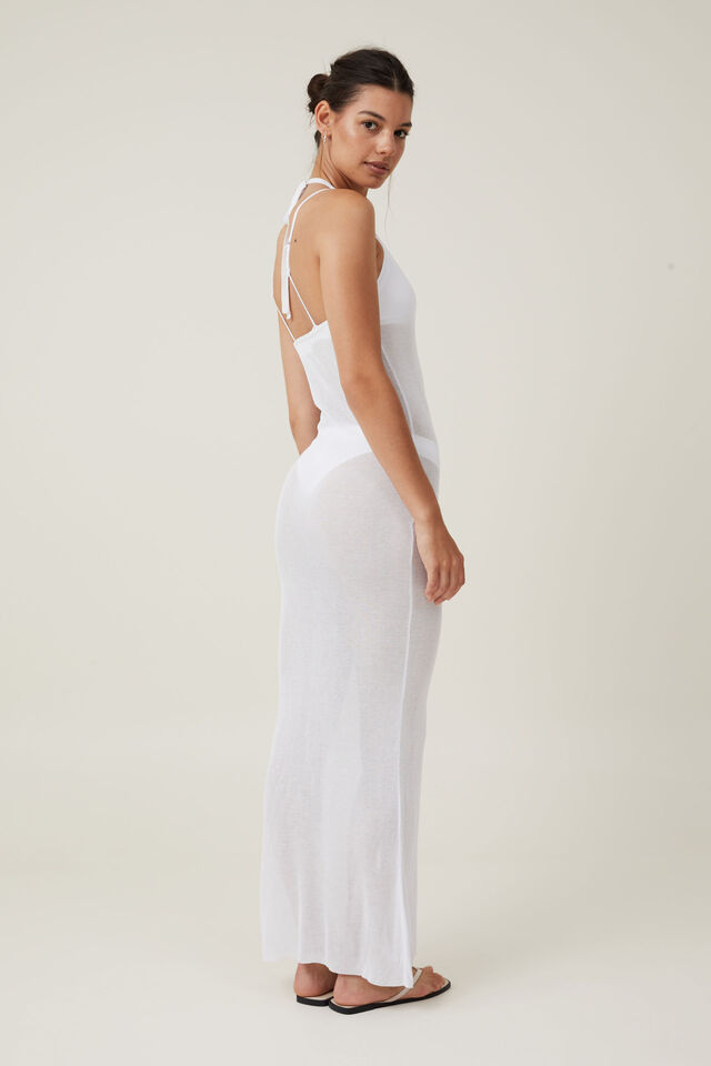 Sheer Knit Maxi Dress, WHITE