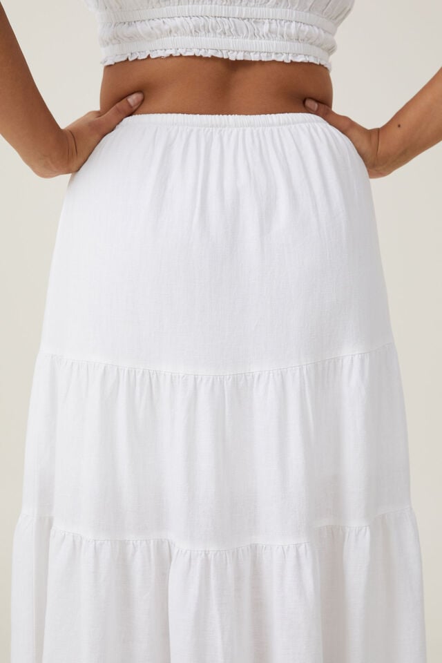 Haven Tiered Maxi Skirt, WHITE