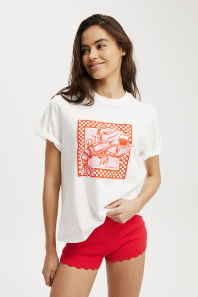 Camiseta - Regular Fit Graphic Tee, LOBSTER/ VINTAGE WHITE