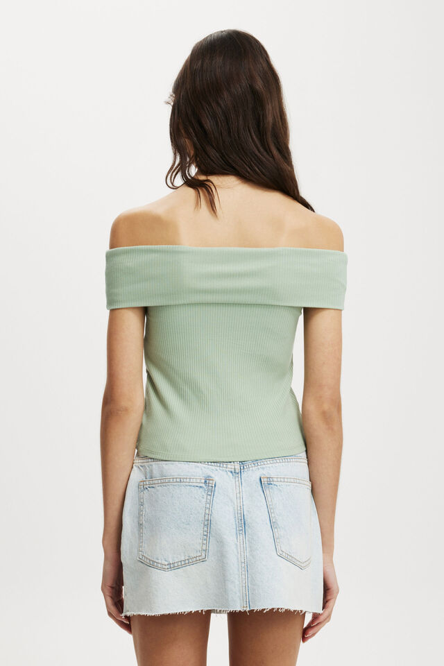 Rosa Off The Shoulder Short Sleeve Top, SOFT JADE