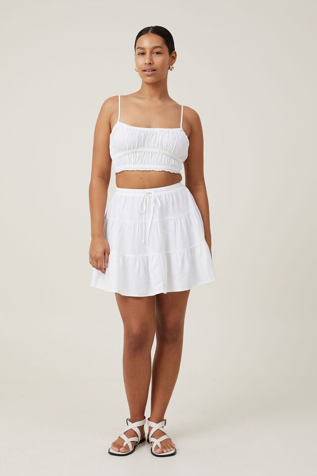 Haven Tiered Mini Skirt, WHITE