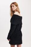 Faux Off Shoulder Sweater Dress, BLACK - alternate image 3