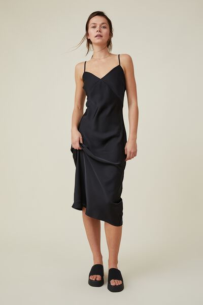 Amalfi Strappy Midi Dress, BLACK