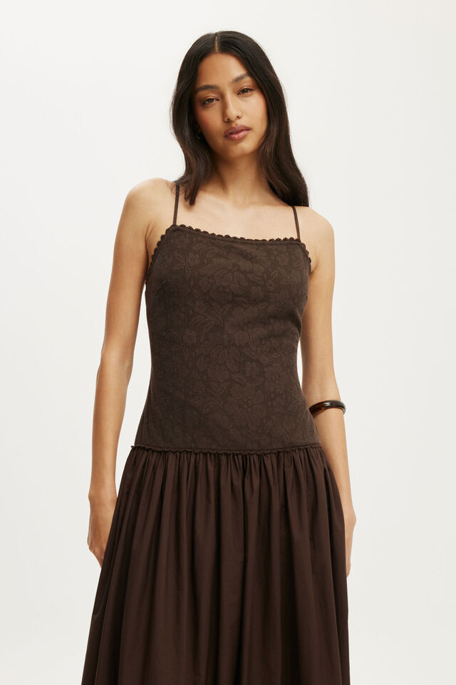 Eloise Crochet Maxi Dress, DARK OAK