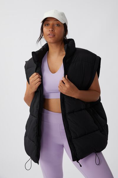 Curve Active Recycled Mother Puffer Vest, BLACK