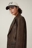 Hailey Faux Leather Blazer, WASHED BROWN - alternate image 4