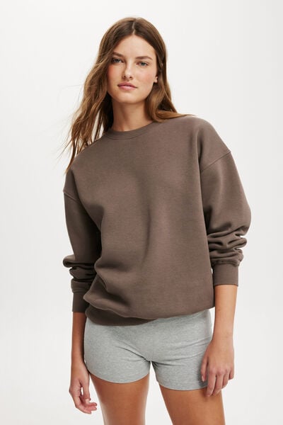 Classic Fleece Crew Sweatshirt, DARK TRUFFLE