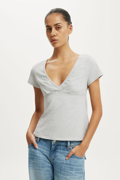 Lucy Babydoll Tee, GREY MARLE